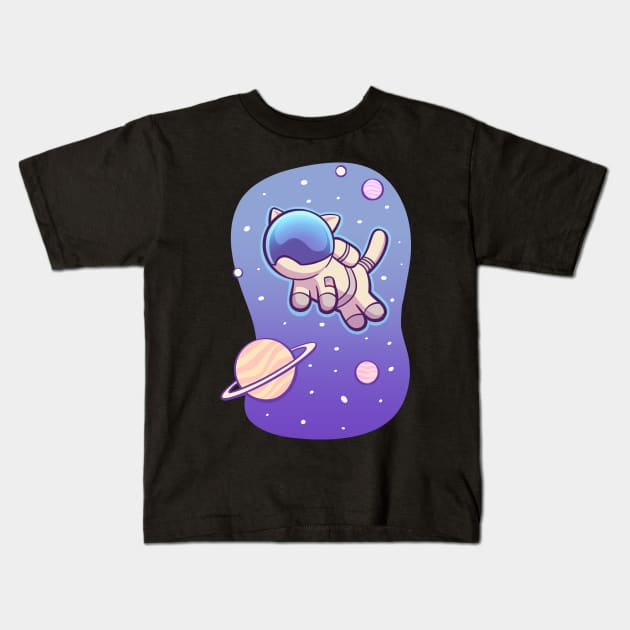 Catstronaut - The Cat Astronaut From Space Kids T-Shirt by tommartinart